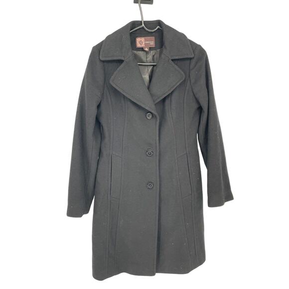 Anne Klein Black Women's Single-Breasted Long Wool‎ Peacoat - Size Small - Picture 1 of 9